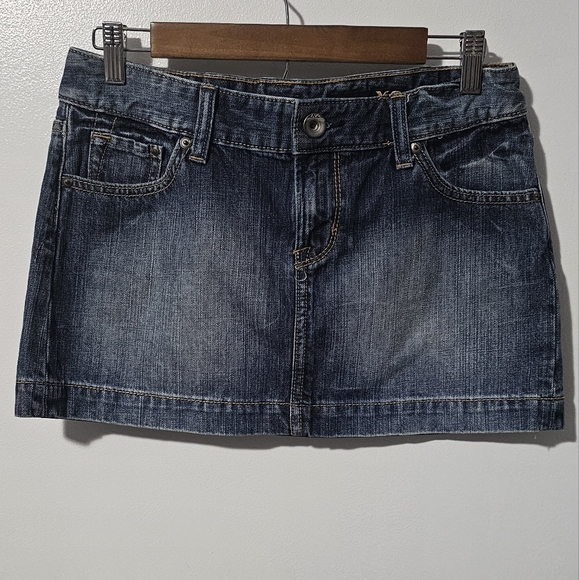 X2 | Y2K Denim Mini Skirt with Bedazzled Back Pockets - Picture 1 of 8